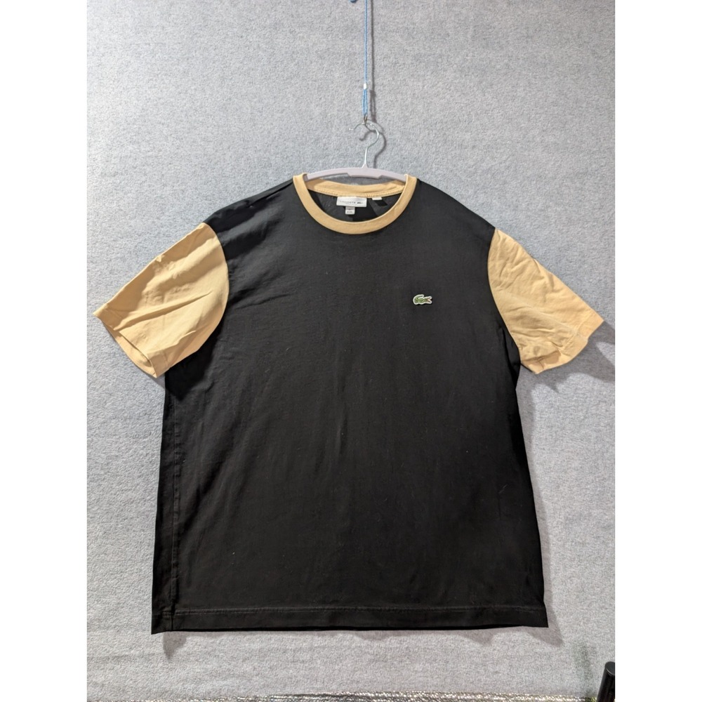 Lacoste Colorblock T Shirt XXL Black Tan Logo Crewneck Casual Tee